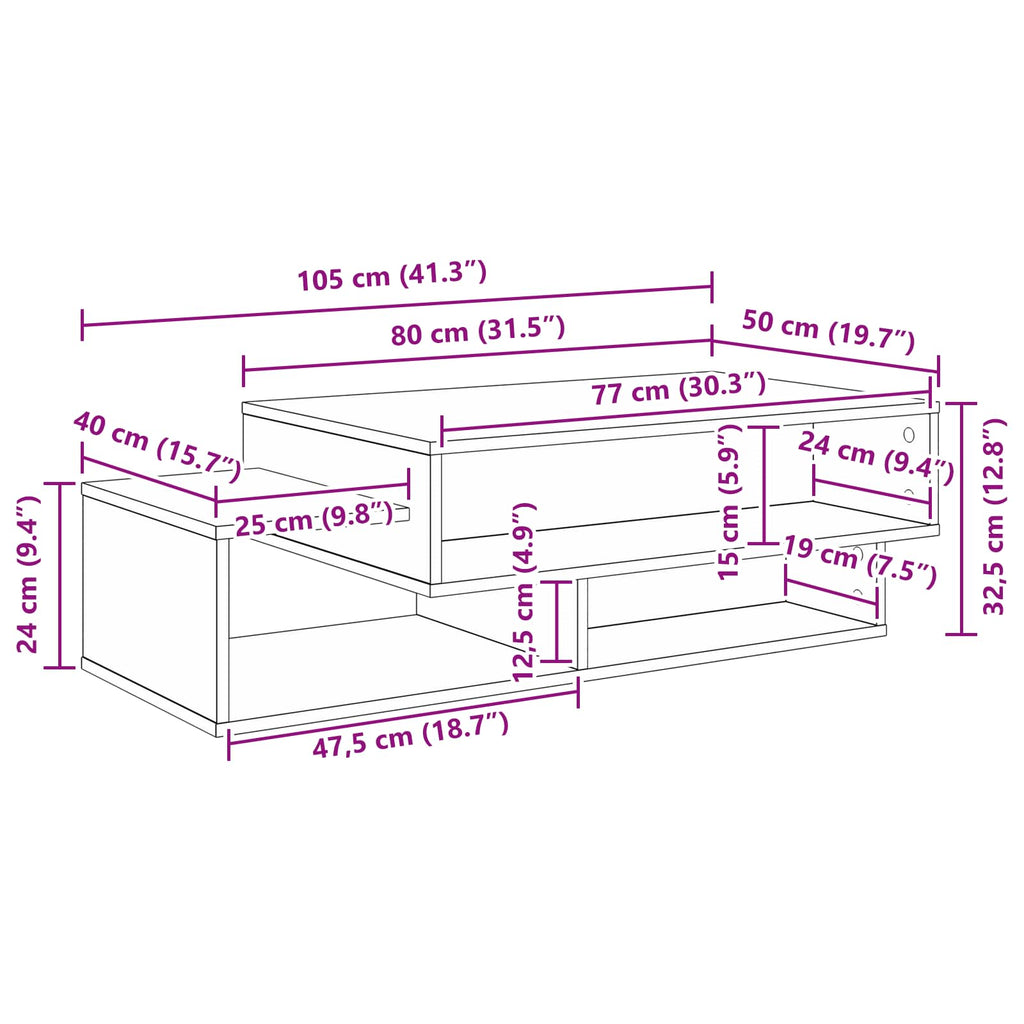 Coffee Table 105 X 50 X 32.5 Cm Engineered Wood