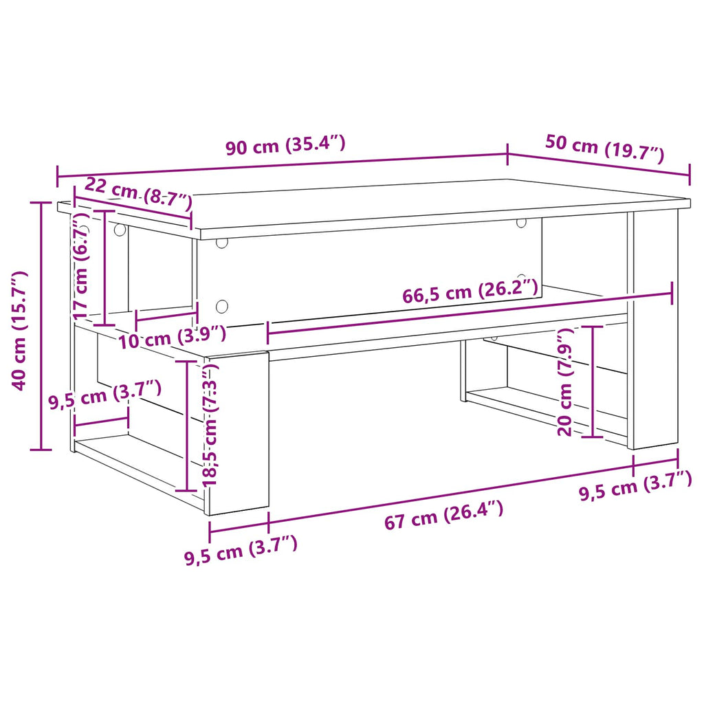 Coffee Table 90 X 50 X 40 Cm Engineered Wood