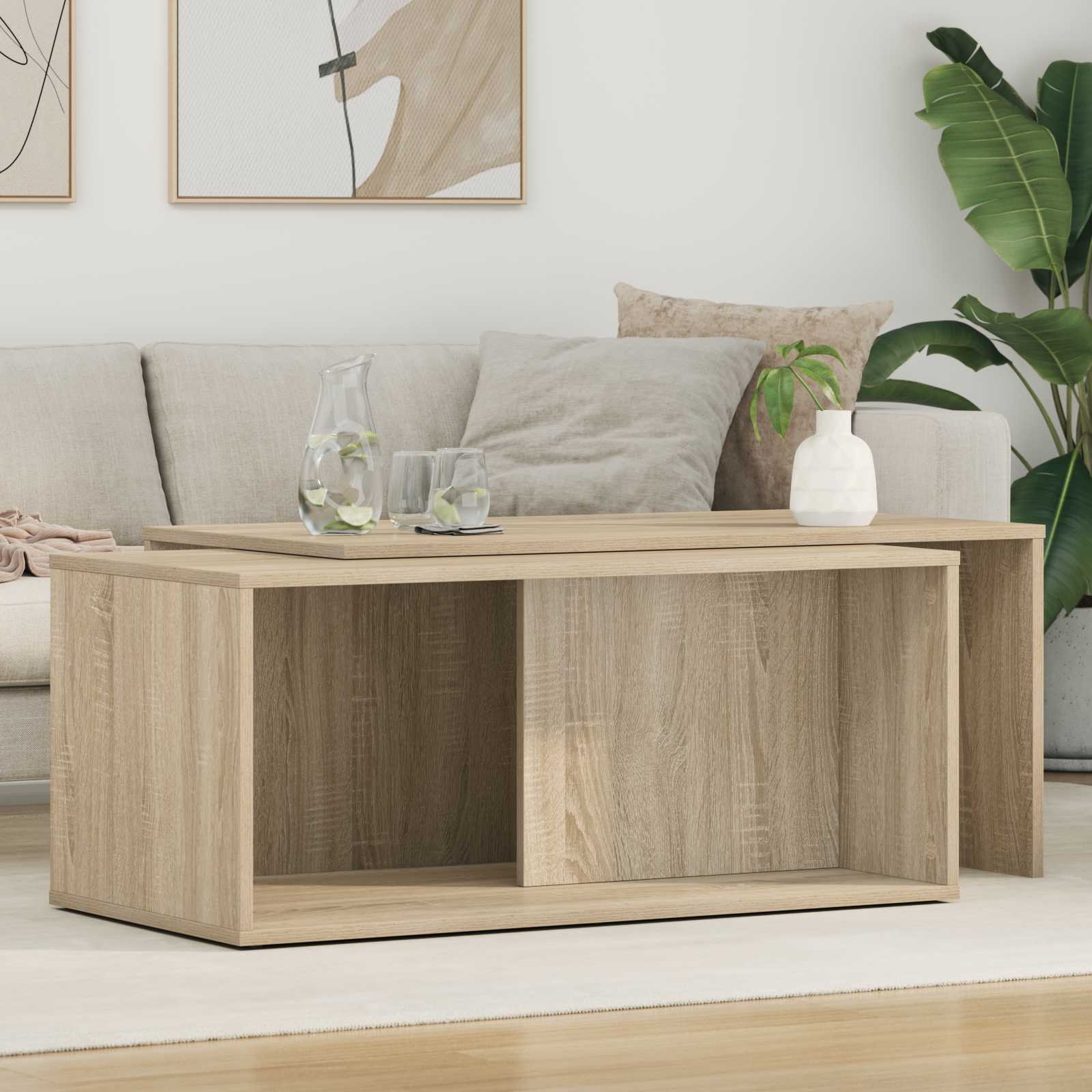 Coffee Table Set 2 Pcs Engineered Wood