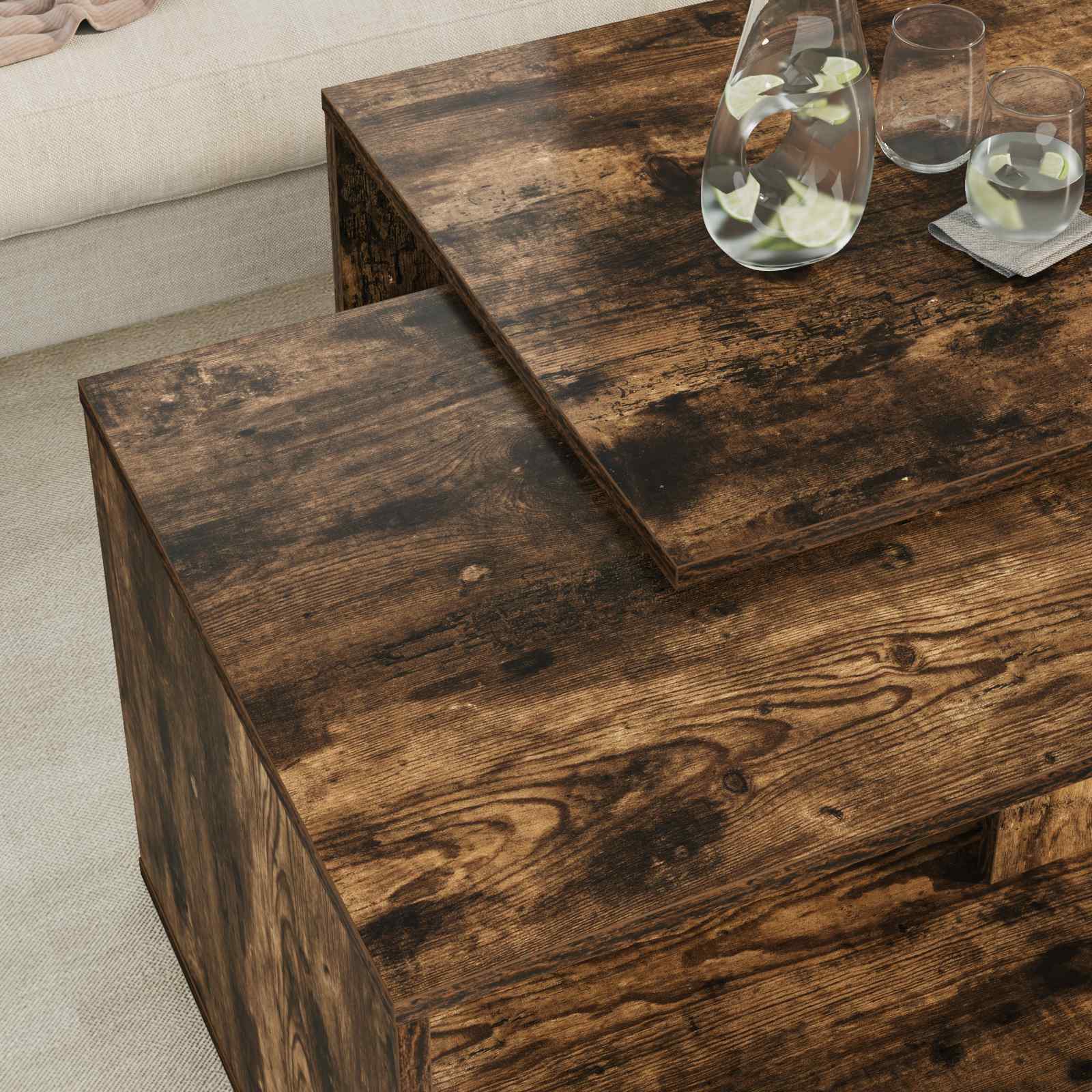 Coffee Table Set 2 Pcs Engineered Wood