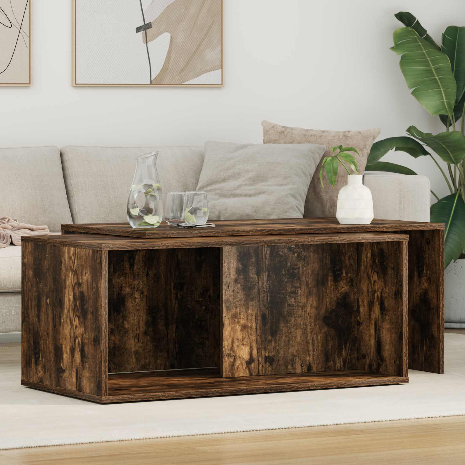 Coffee Table Set 2 Pcs Engineered Wood