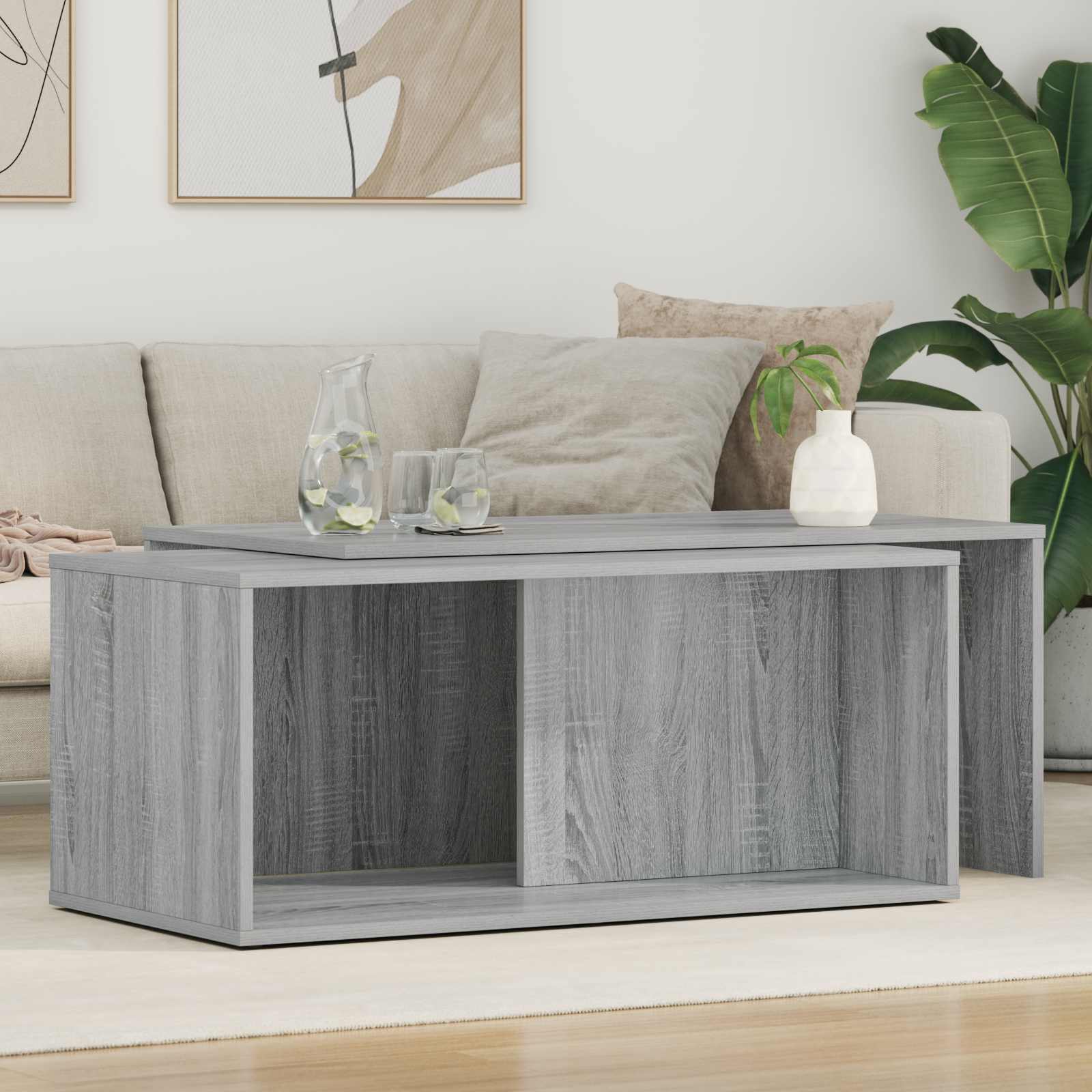 Coffee Table Set 2 Pcs Engineered Wood