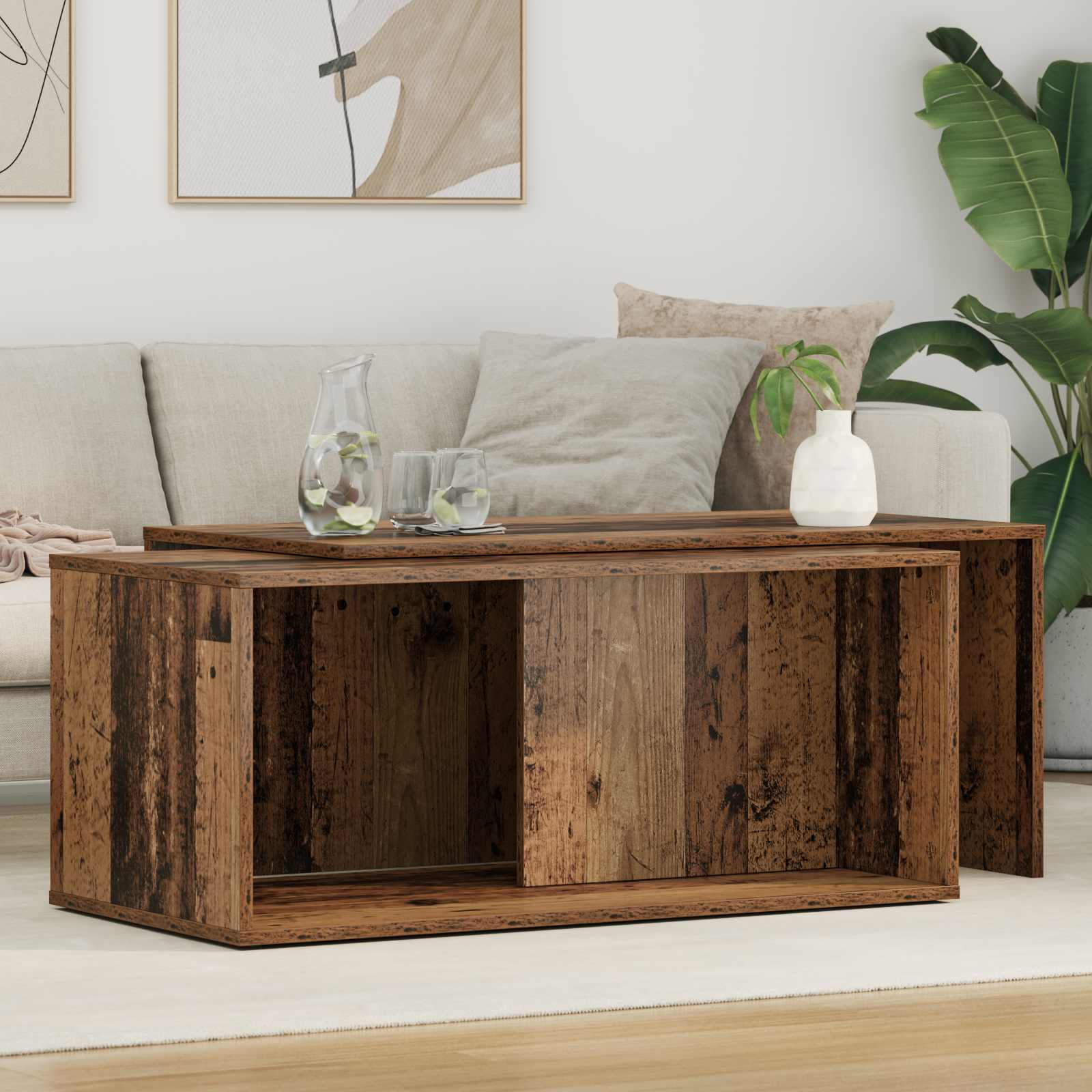 Coffee Table Set 2 Pcs Engineered Wood