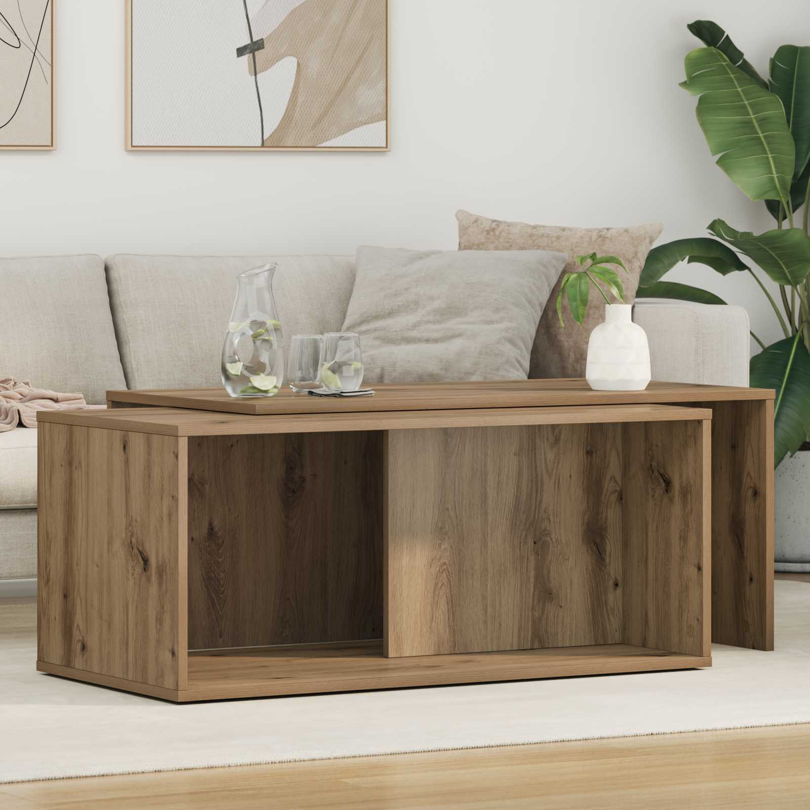 Coffee Table Set 2 Pcs Engineered Wood