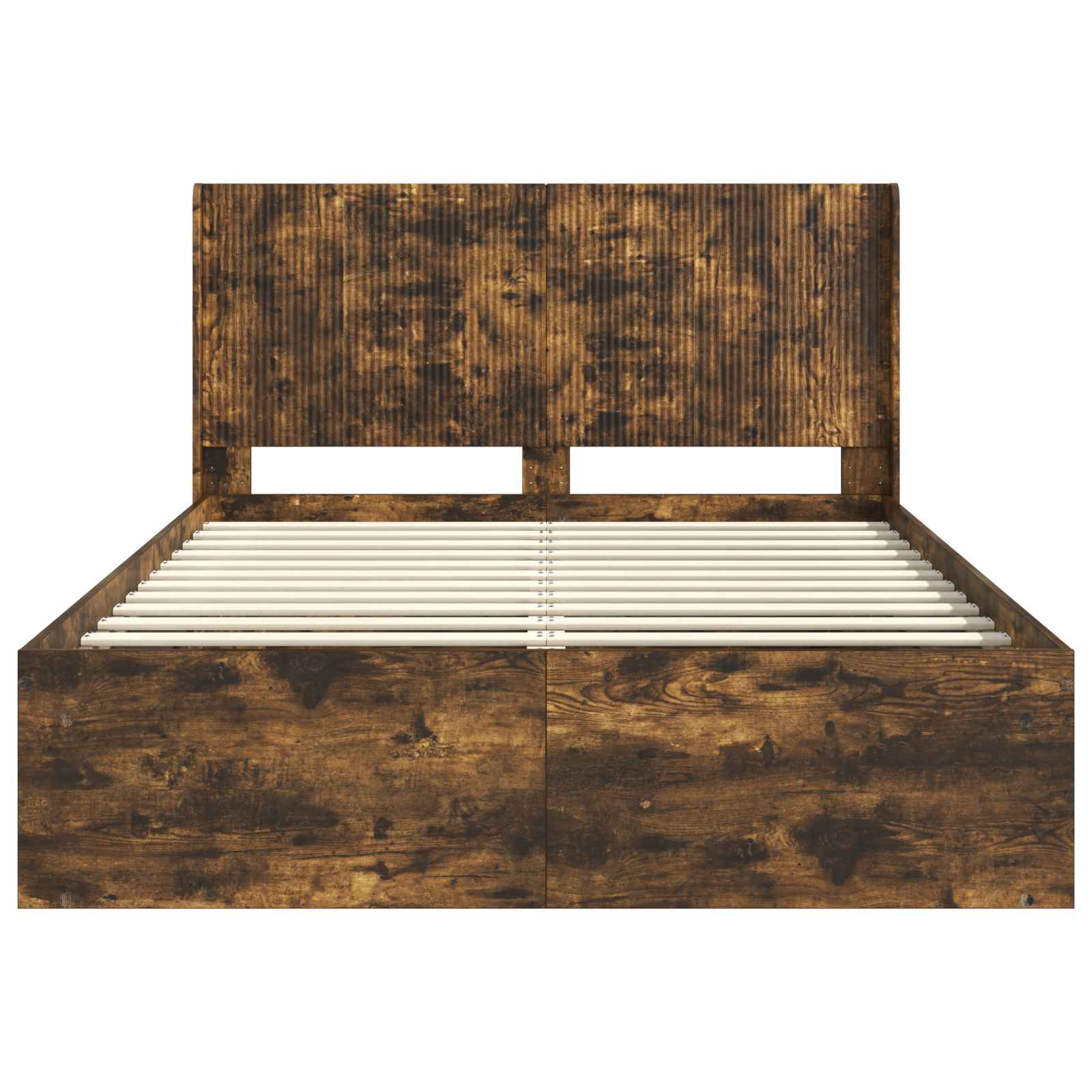 Bed Frame With Storage And Headboard Smoked Oak 120 X 190 Cm