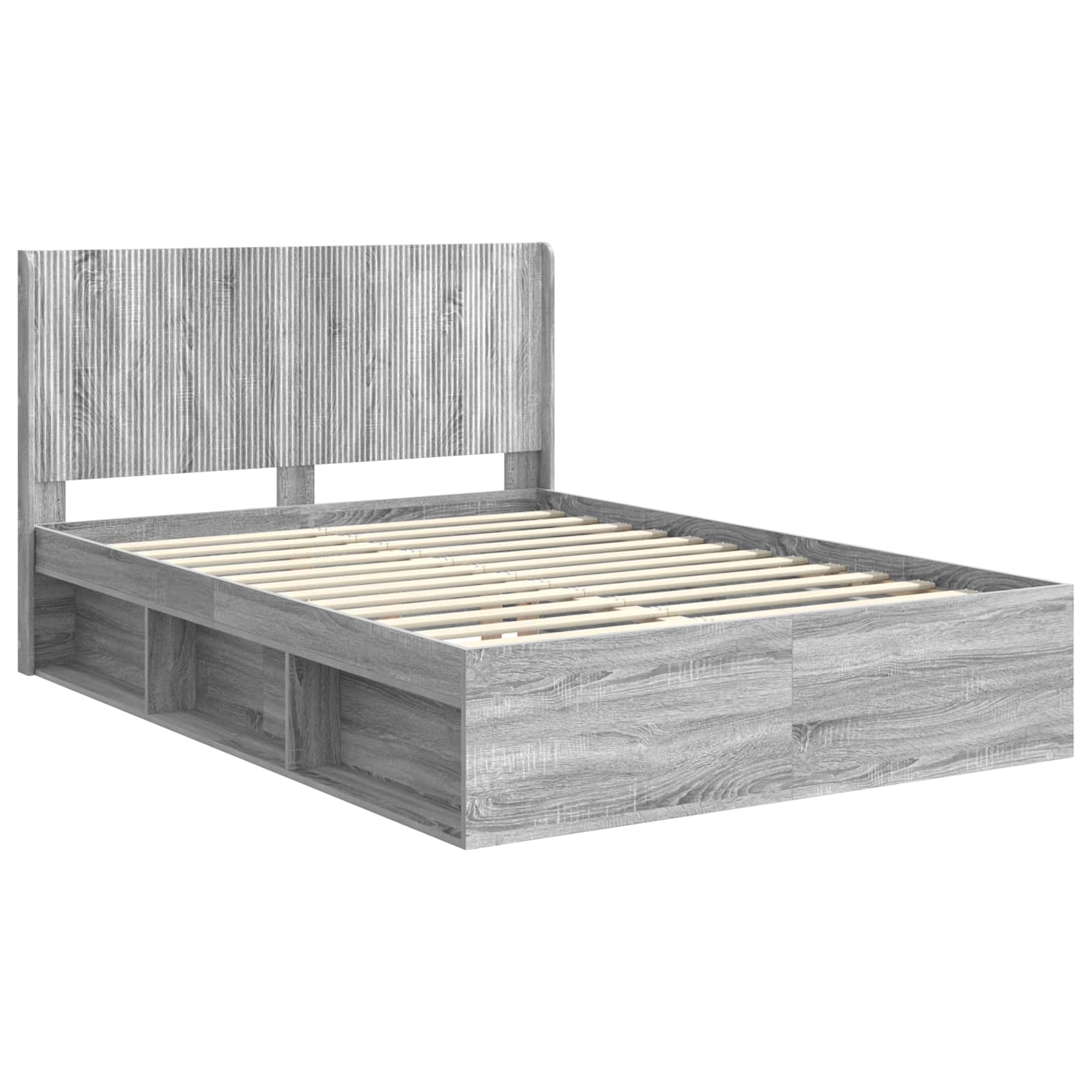 Bed Frame With Storage And Headboard Grey Sonoma 120 X 190 Cm