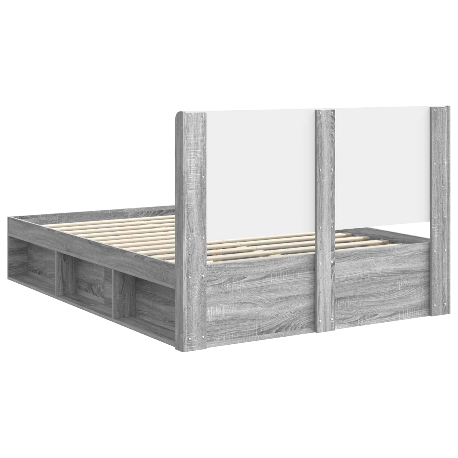 Bed Frame With Storage And Headboard Grey Sonoma 120 X 190 Cm