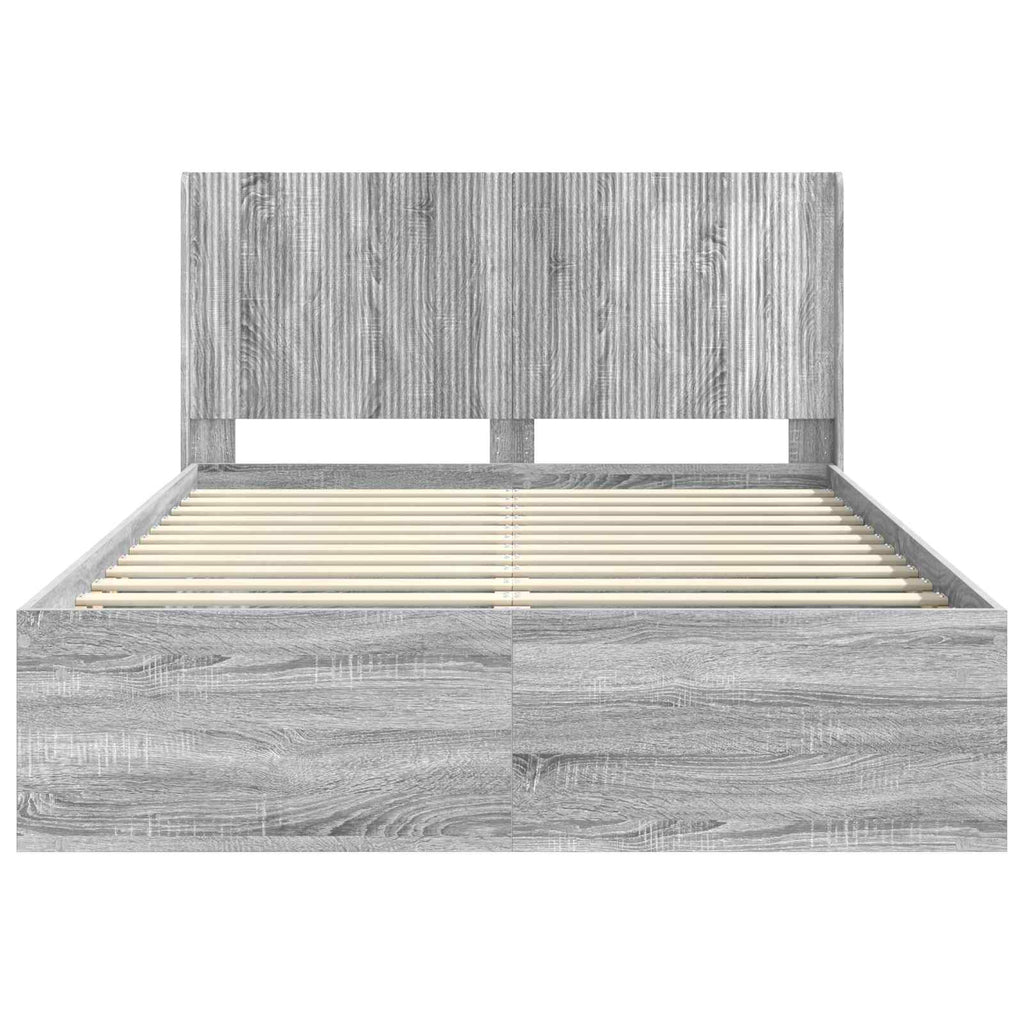 Bed Frame With Storage And Headboard Grey Sonoma 120 X 190 Cm