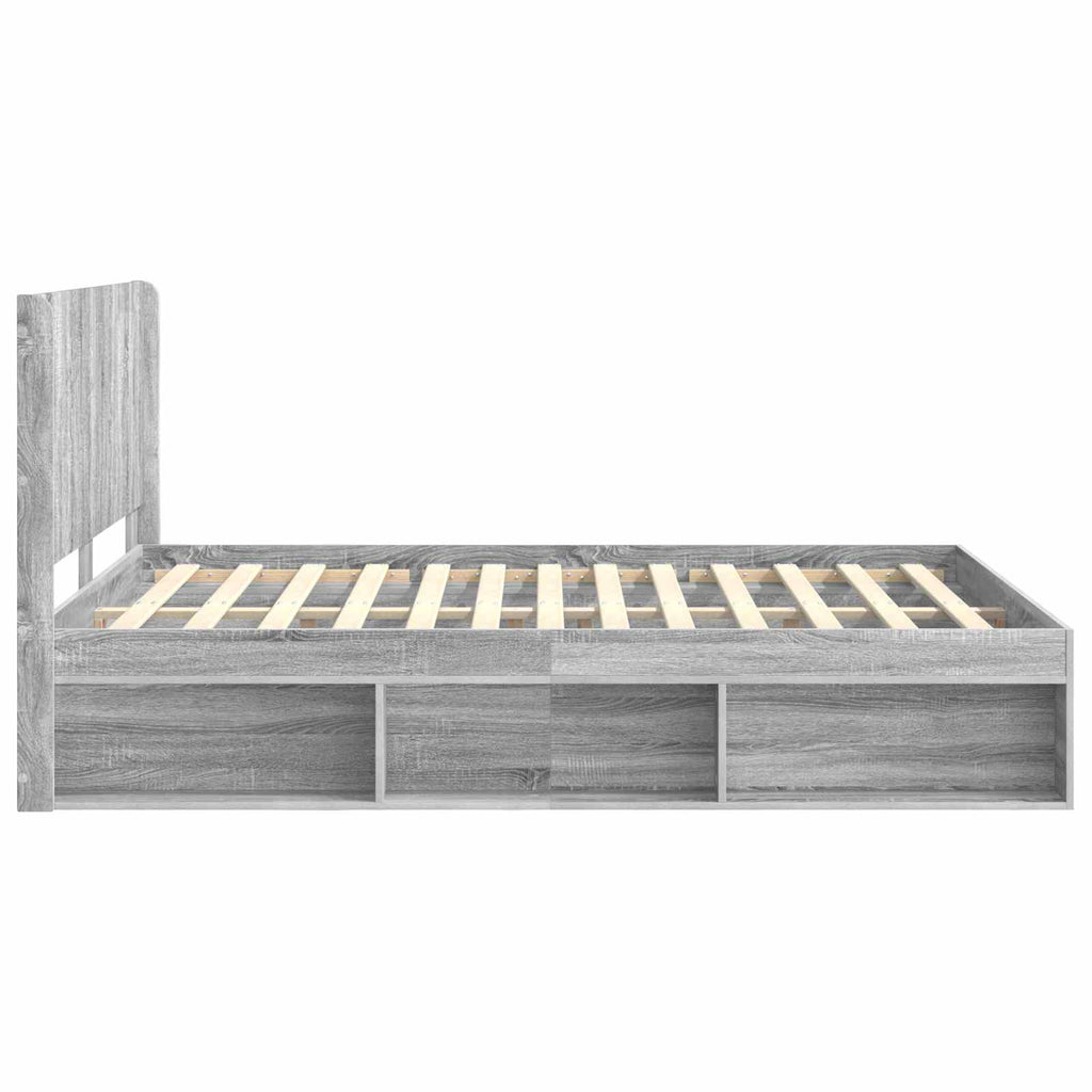 Bed Frame With Storage And Headboard Grey Sonoma 120 X 190 Cm