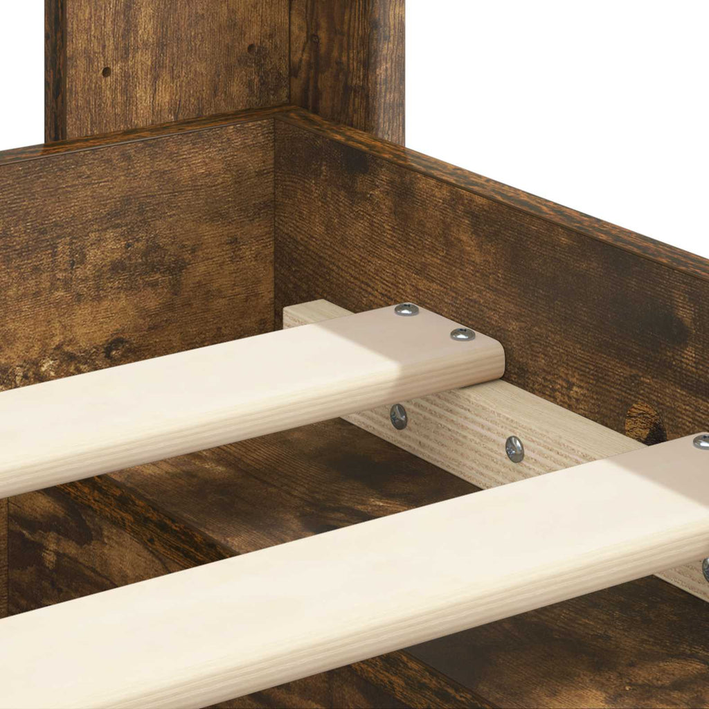 Bed Frame Storage Headboard Smoked Oak 90 X 200 Cm 203 cm
