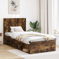 Bed Frame Storage Headboard Smoked Oak 90 X 200 Cm 203 cm
