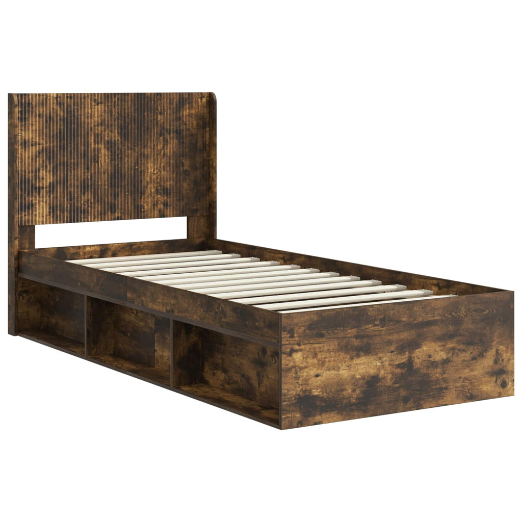 Bed Frame Storage Headboard Smoked Oak 90 X 200 Cm 203 cm