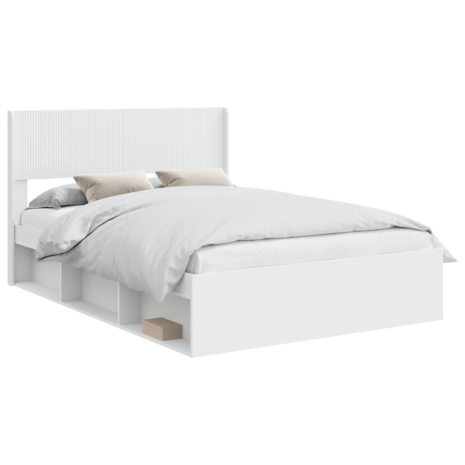 Bed Frame With Storage And Headboard White 150 X 200 Cm