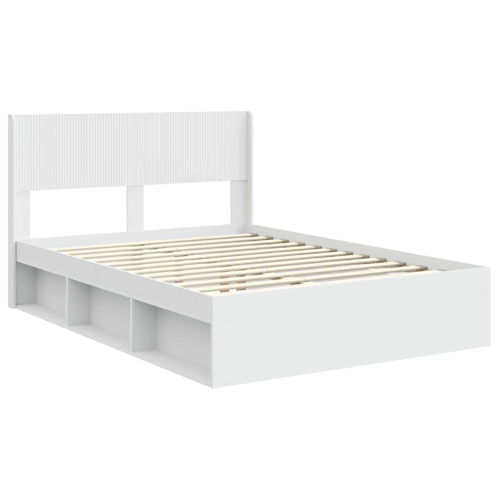 Bed Frame With Storage And Headboard White 150 X 200 Cm