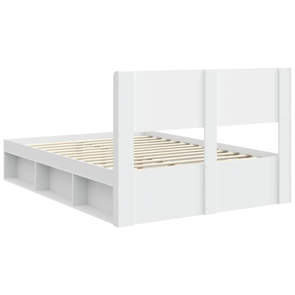 Bed Frame With Storage And Headboard White 150 X 200 Cm