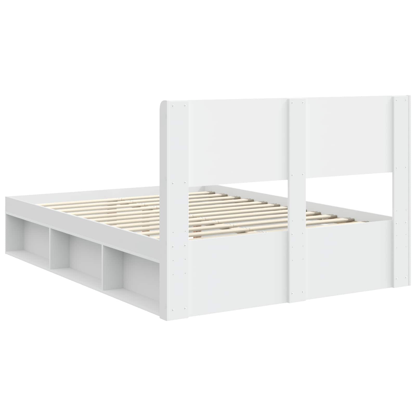 Bed Frame With Storage And Headboard White 150 X 200 Cm