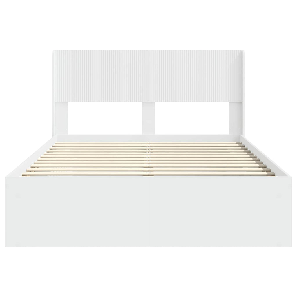 Bed Frame With Storage And Headboard White 150 X 200 Cm
