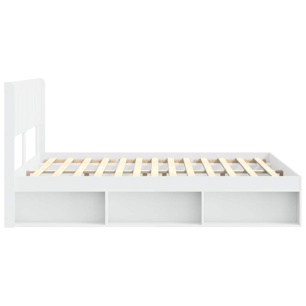 Bed Frame With Storage And Headboard White 150 X 200 Cm