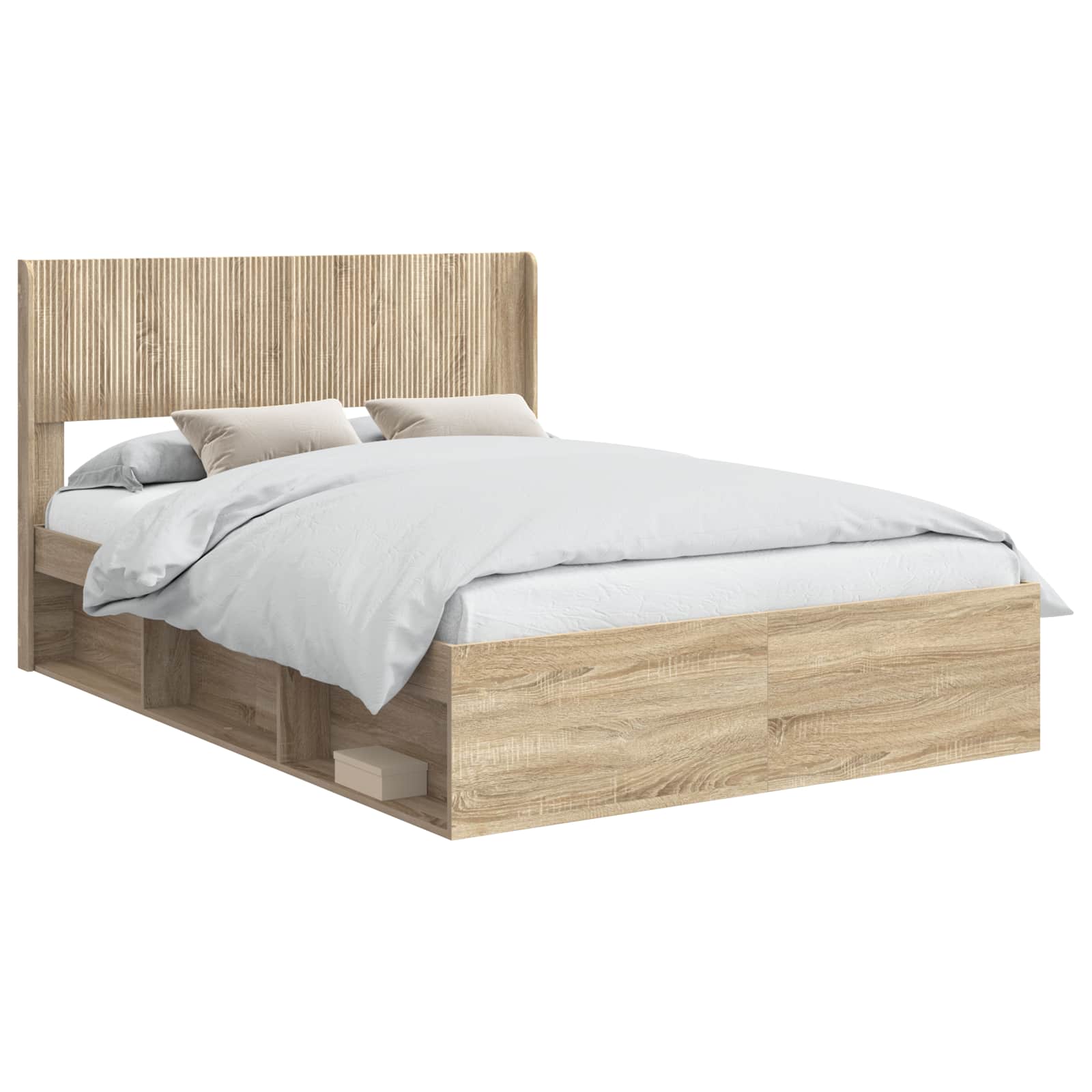 Bed Frame With Storage And Headboard Sonoma Oak 150 X 200 Cm