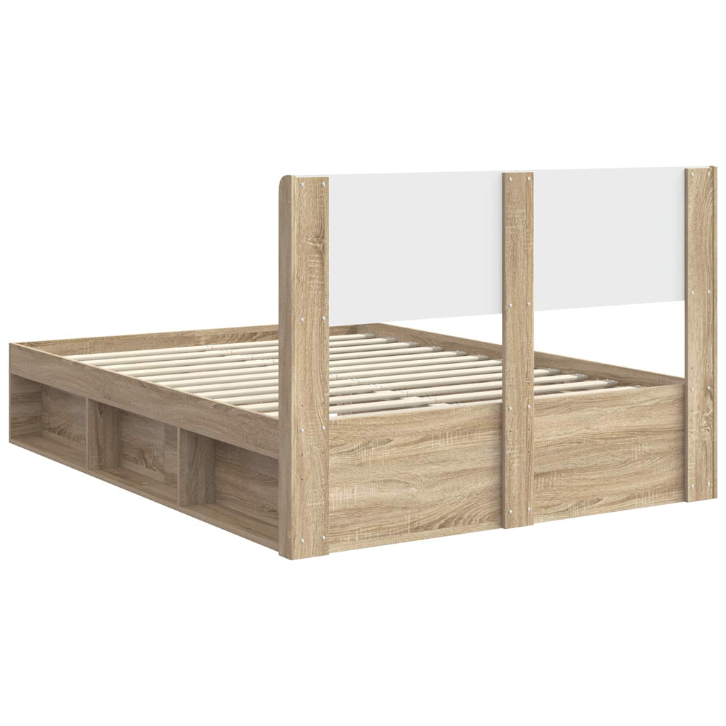 Bed Frame With Storage And Headboard Sonoma Oak 150 X 200 Cm