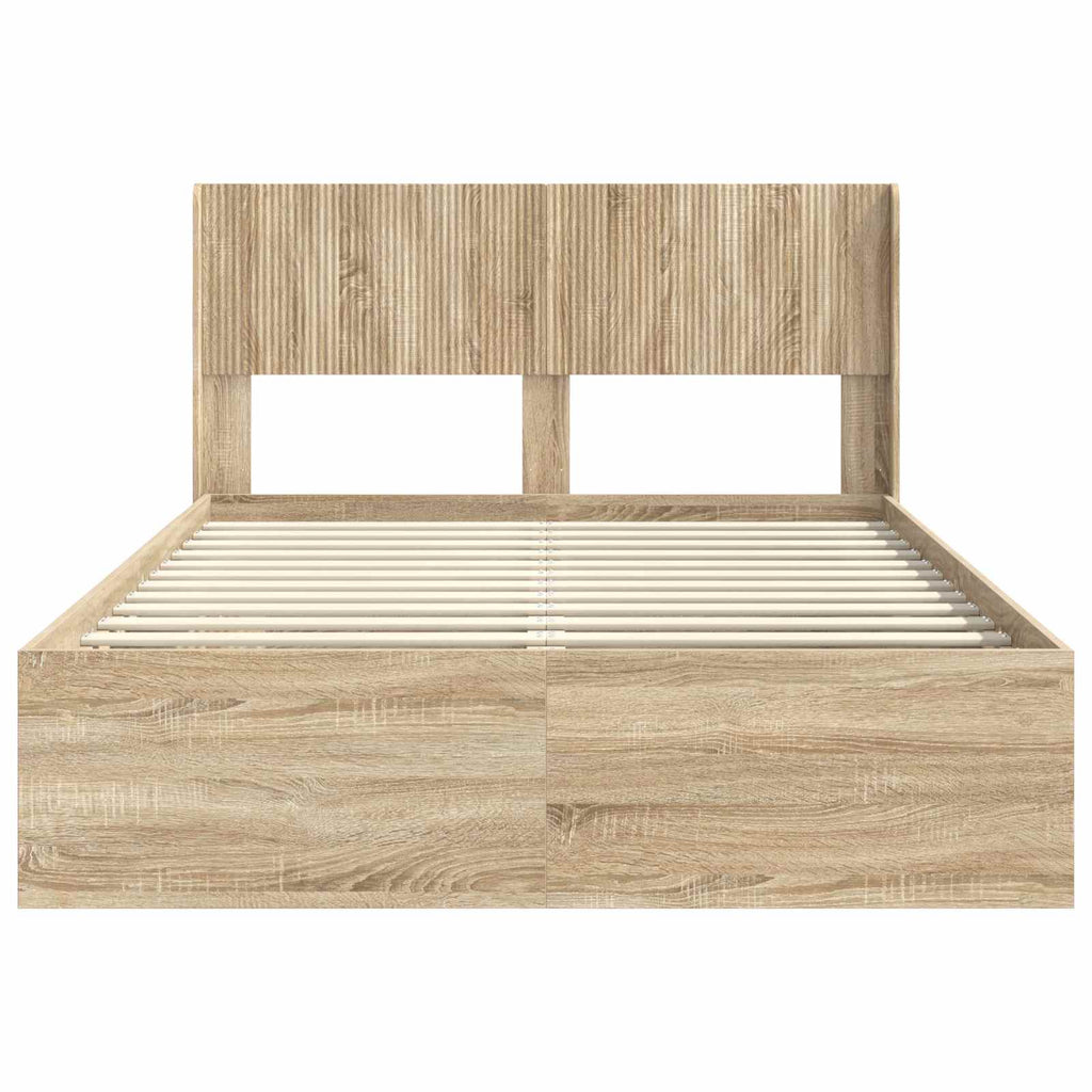 Bed Frame With Storage And Headboard Sonoma Oak 150 X 200 Cm