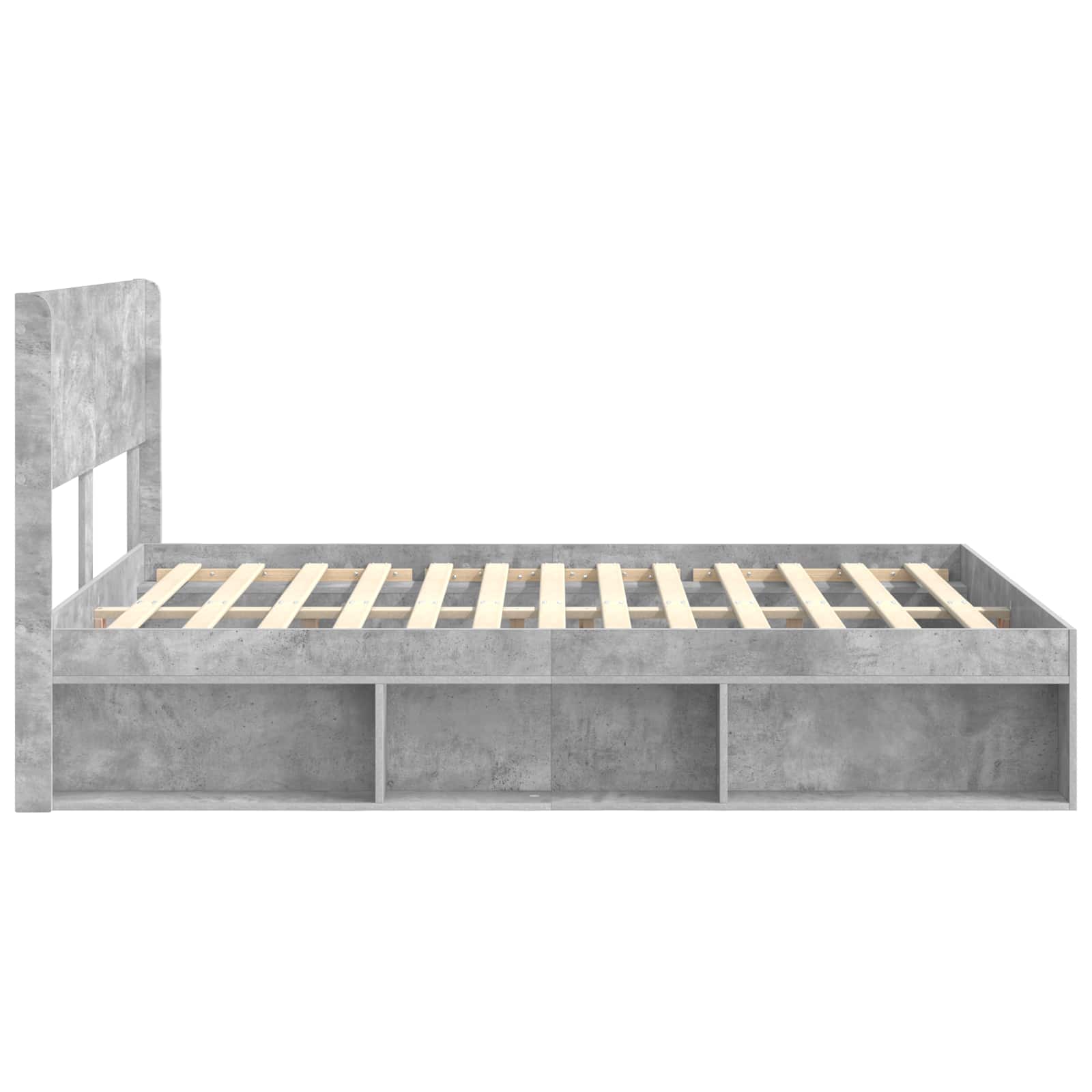 Bed Frame With Storage And Headboard Concrete Grey 150 X 200 Cm