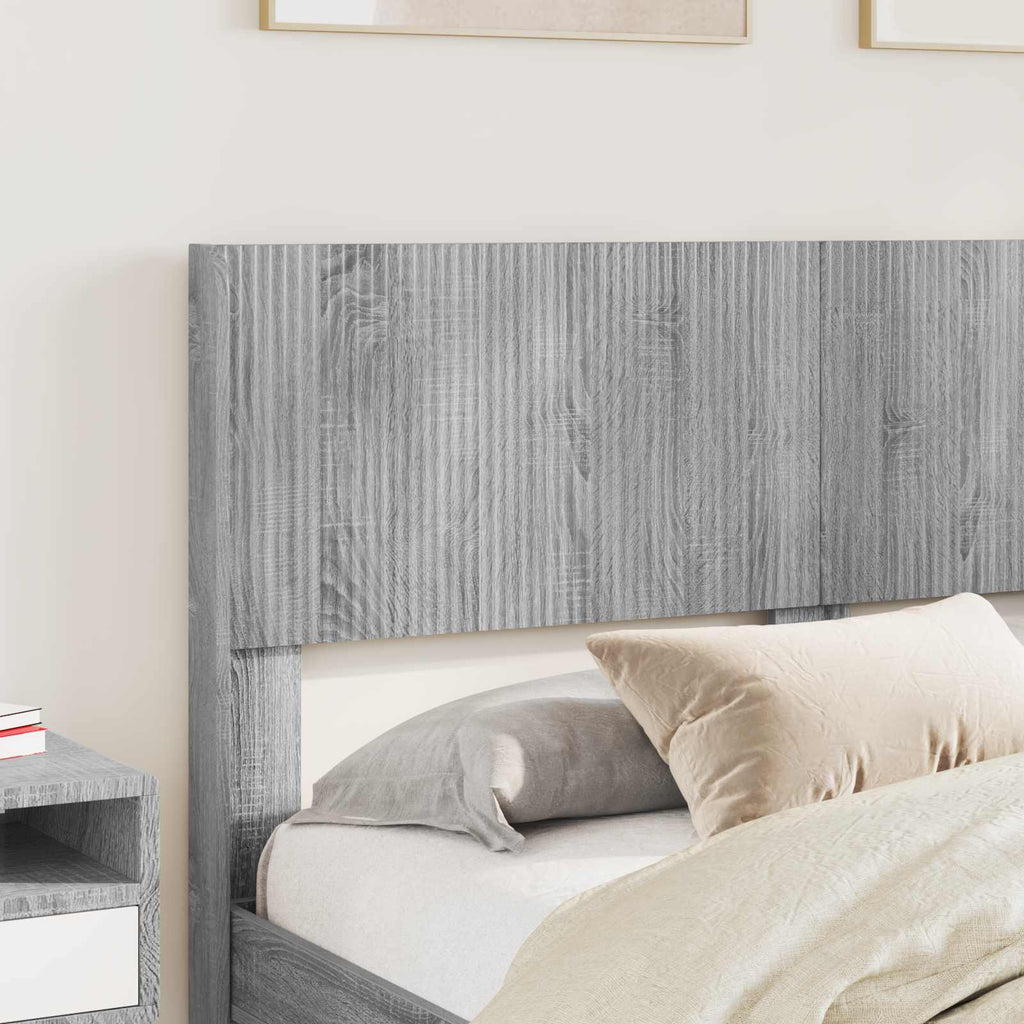 Bed Frame With Storage And Headboard Grey Sonoma 150 X 200 Cm