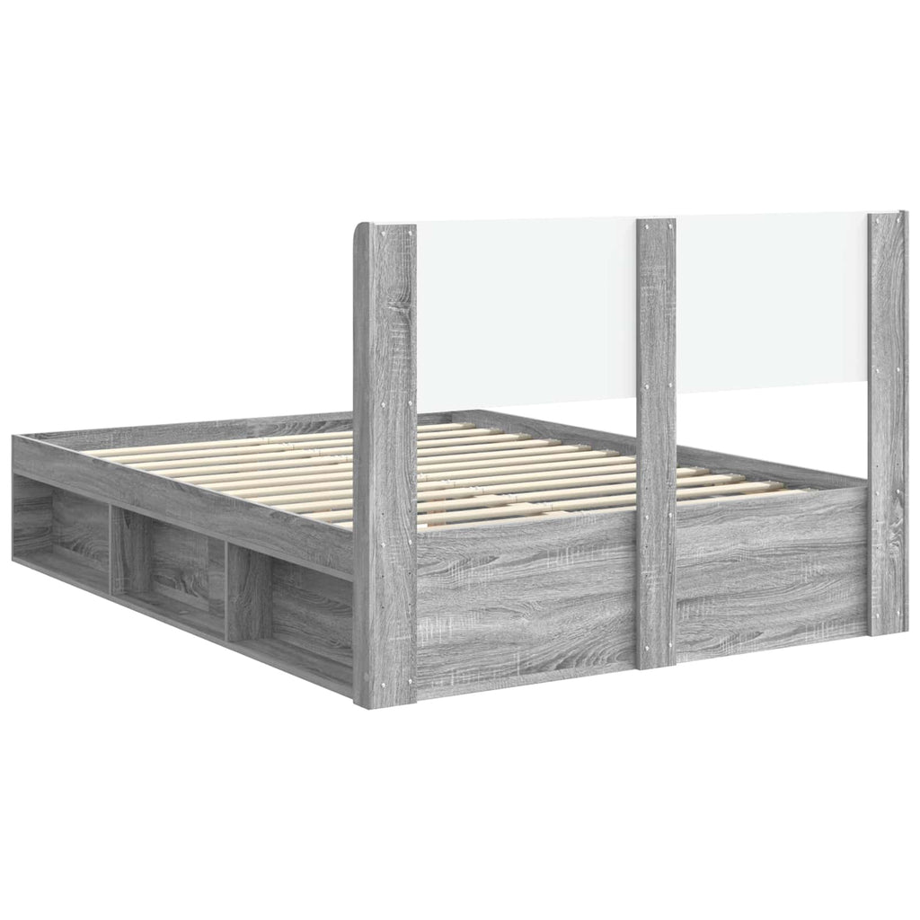 Bed Frame With Storage And Headboard Grey Sonoma 150 X 200 Cm