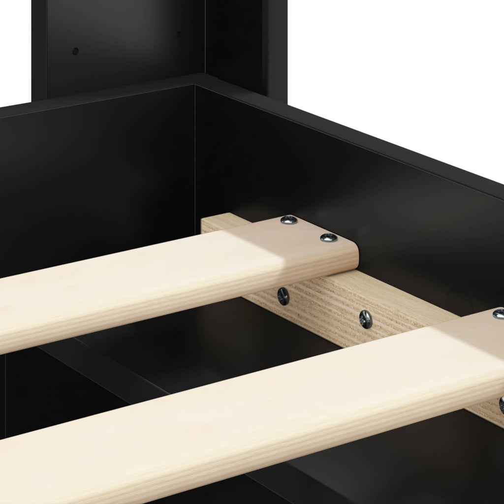 Bed Frame With Storage And Headboard Black 135 X 190 Cm