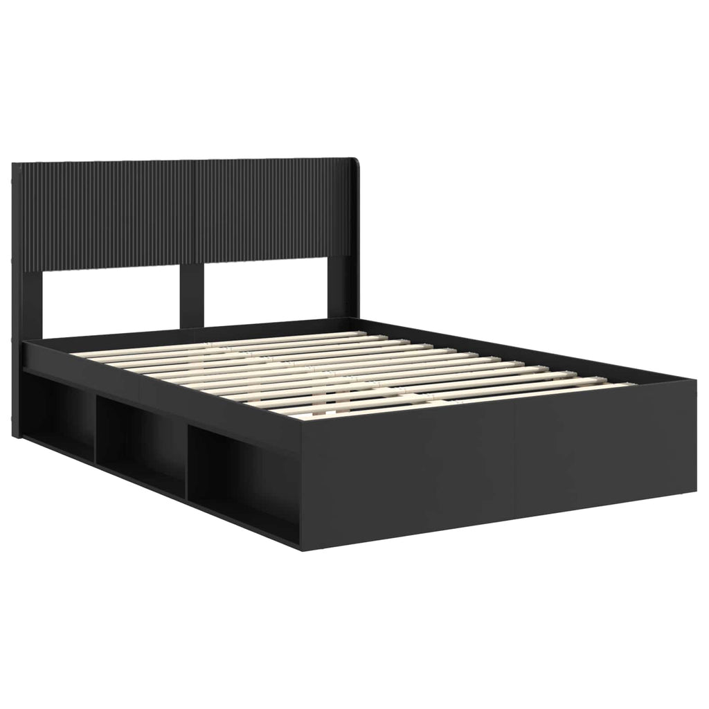 Bed Frame With Storage And Headboard Black 135 X 190 Cm