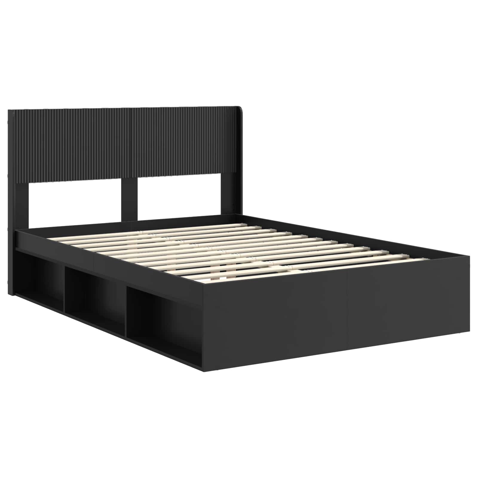 Bed Frame With Storage And Headboard Black 135 X 190 Cm