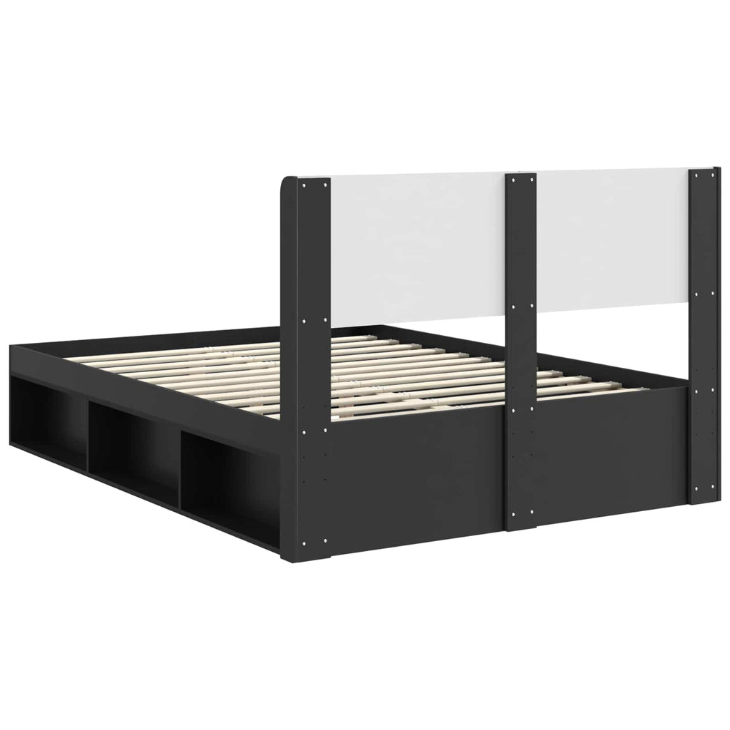 Bed Frame With Storage And Headboard Black 135 X 190 Cm