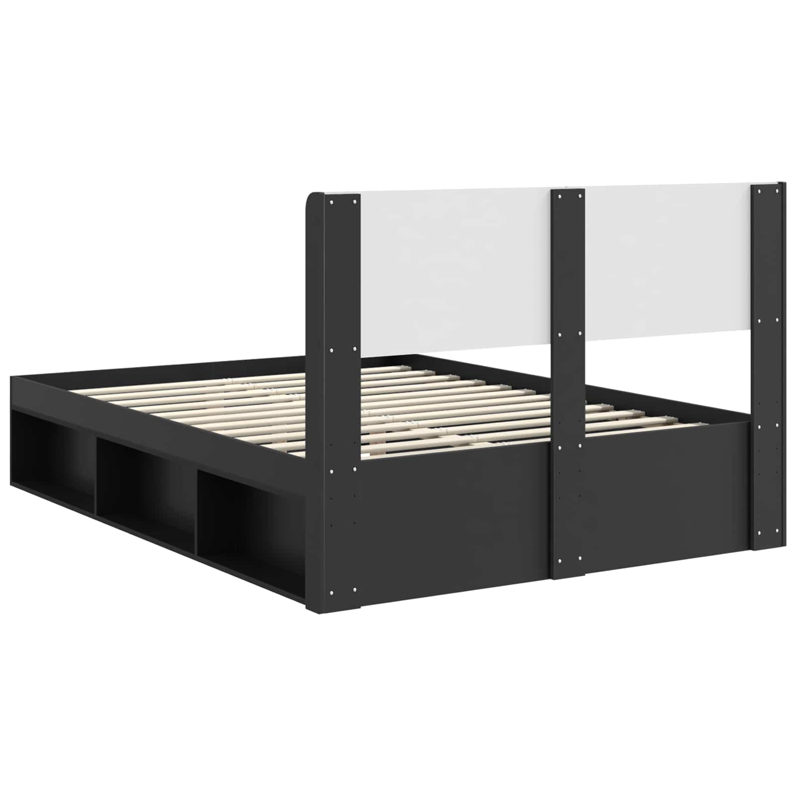Bed Frame With Storage And Headboard Black 135 X 190 Cm