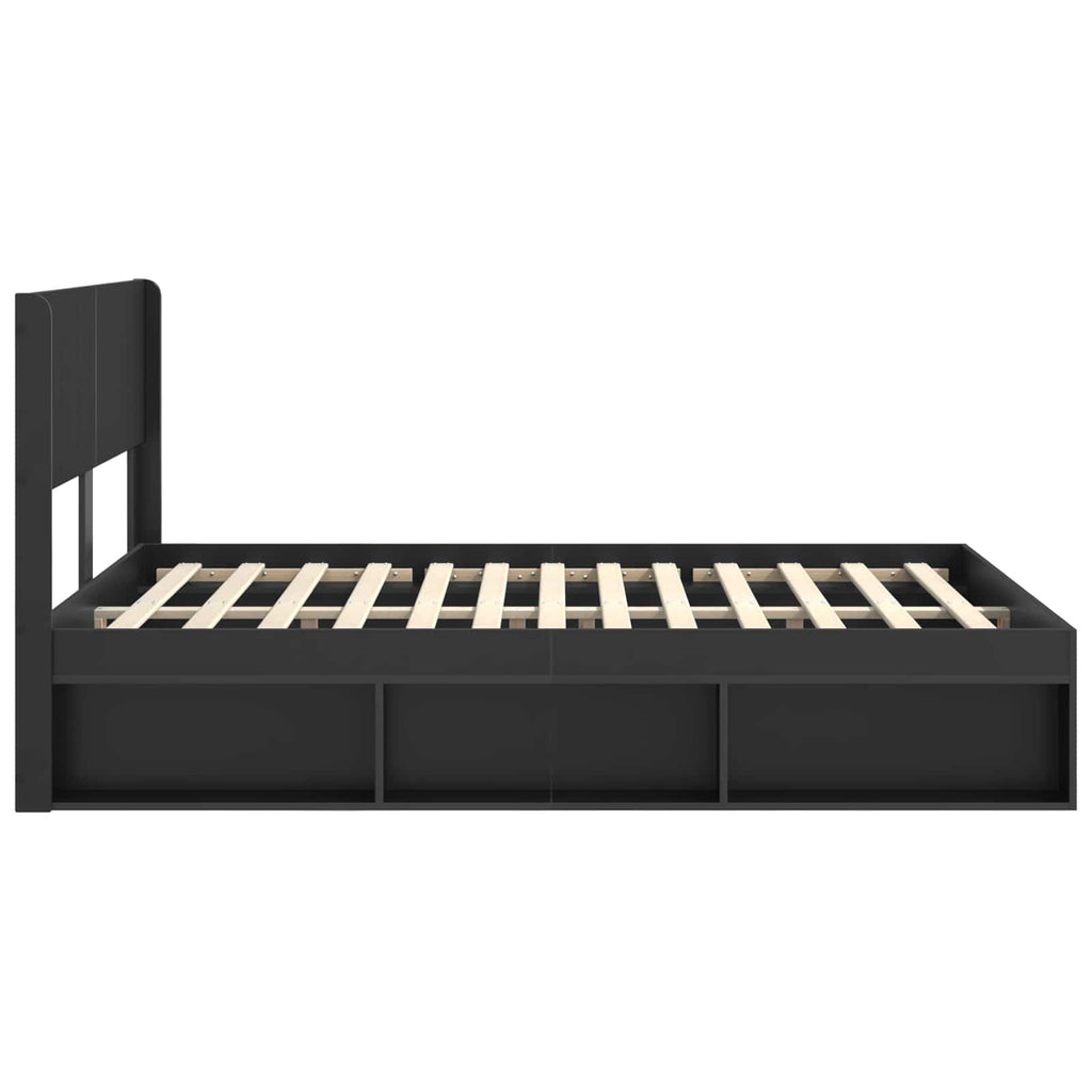 Bed Frame With Storage And Headboard Black 135 X 190 Cm