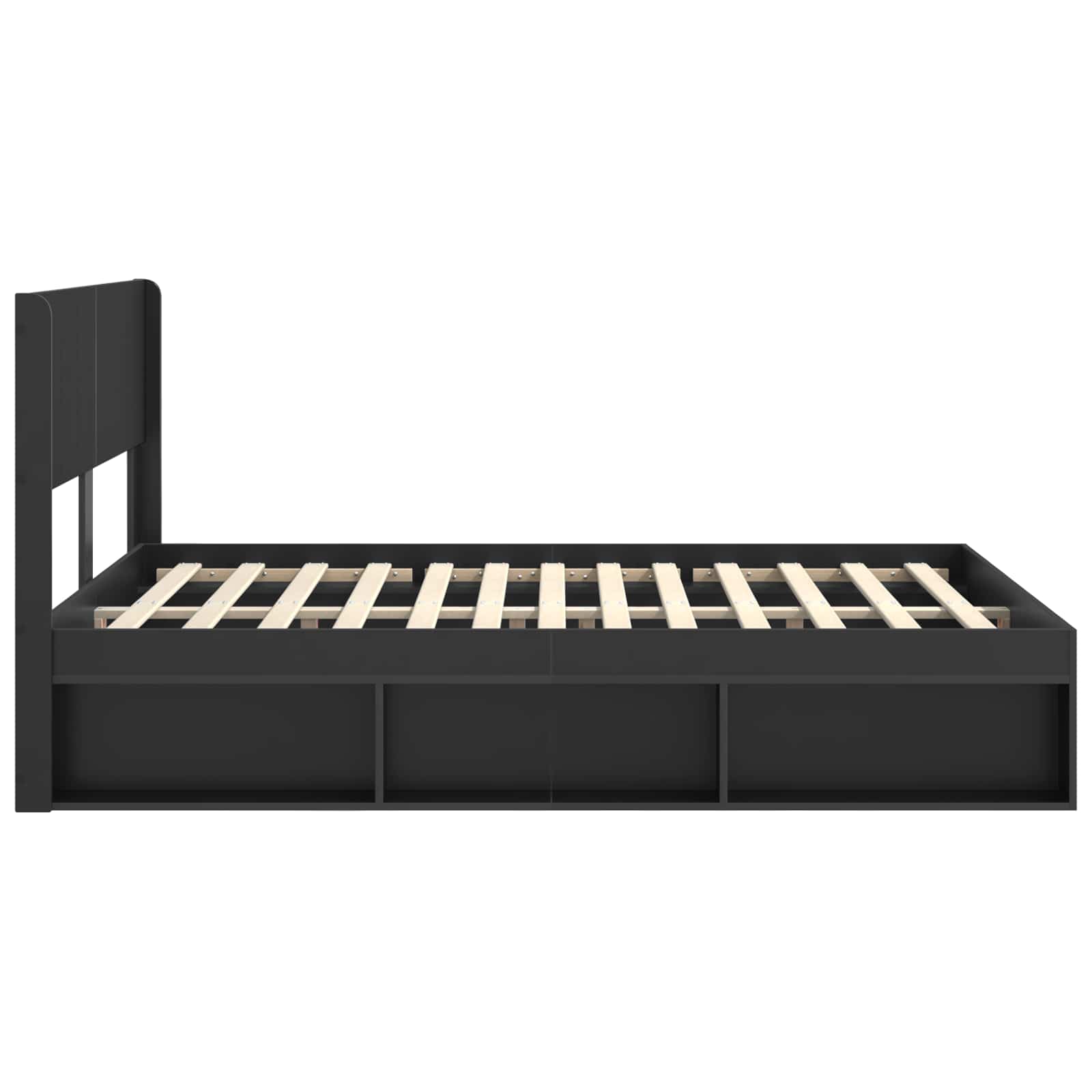 Bed Frame With Storage And Headboard Black 135 X 190 Cm