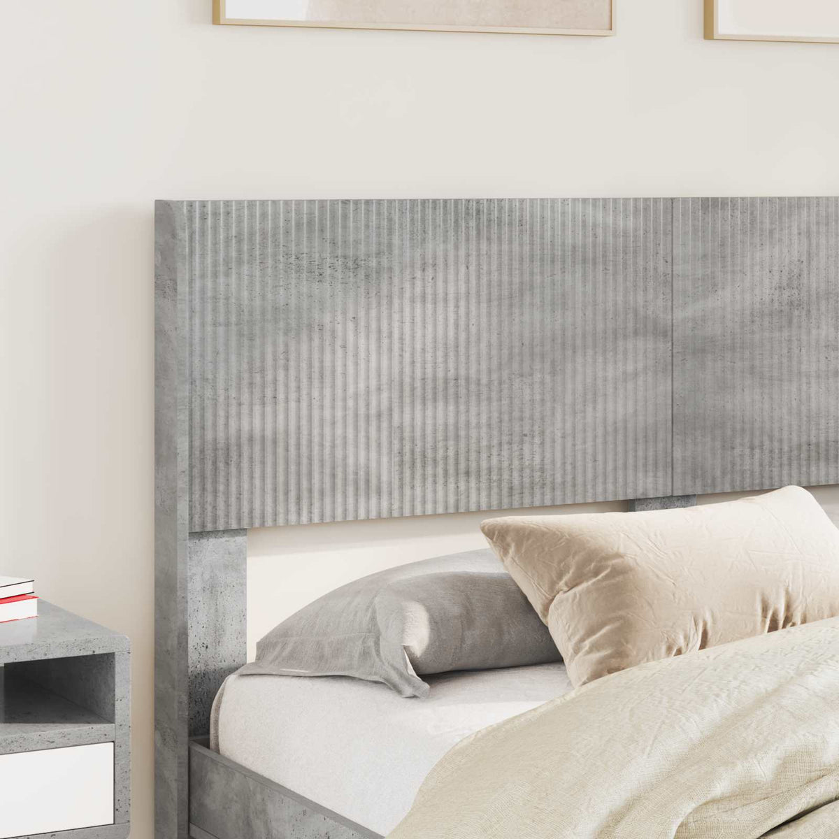 Bed Frame Storage Headboard Concrete Grey 135 X 190 Cm 193 cm