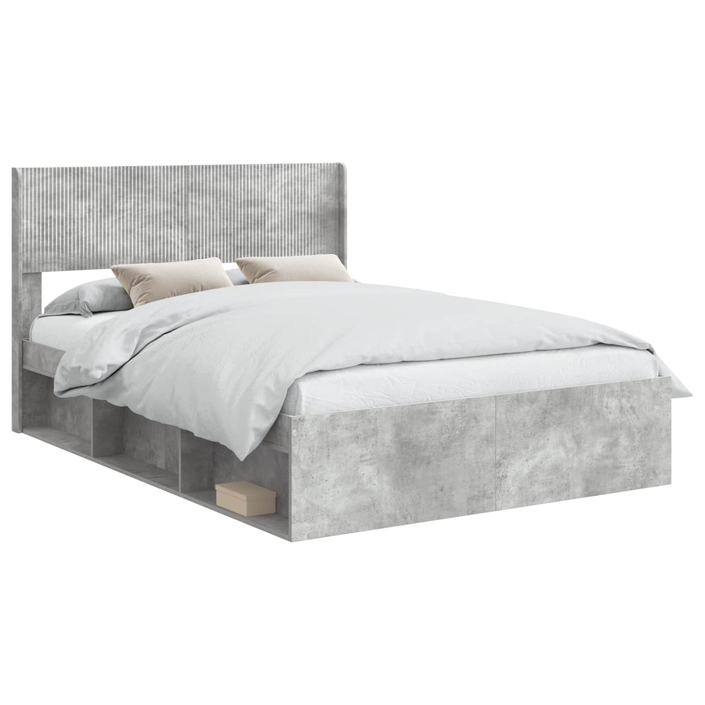 Bed Frame Storage Headboard Concrete Grey 135 X 190 Cm 193 cm