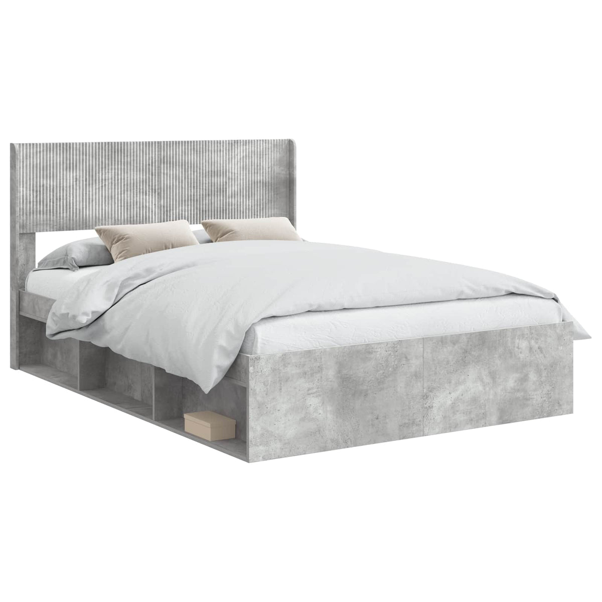 Bed Frame Storage Headboard Concrete Grey 135 X 190 Cm 193 cm