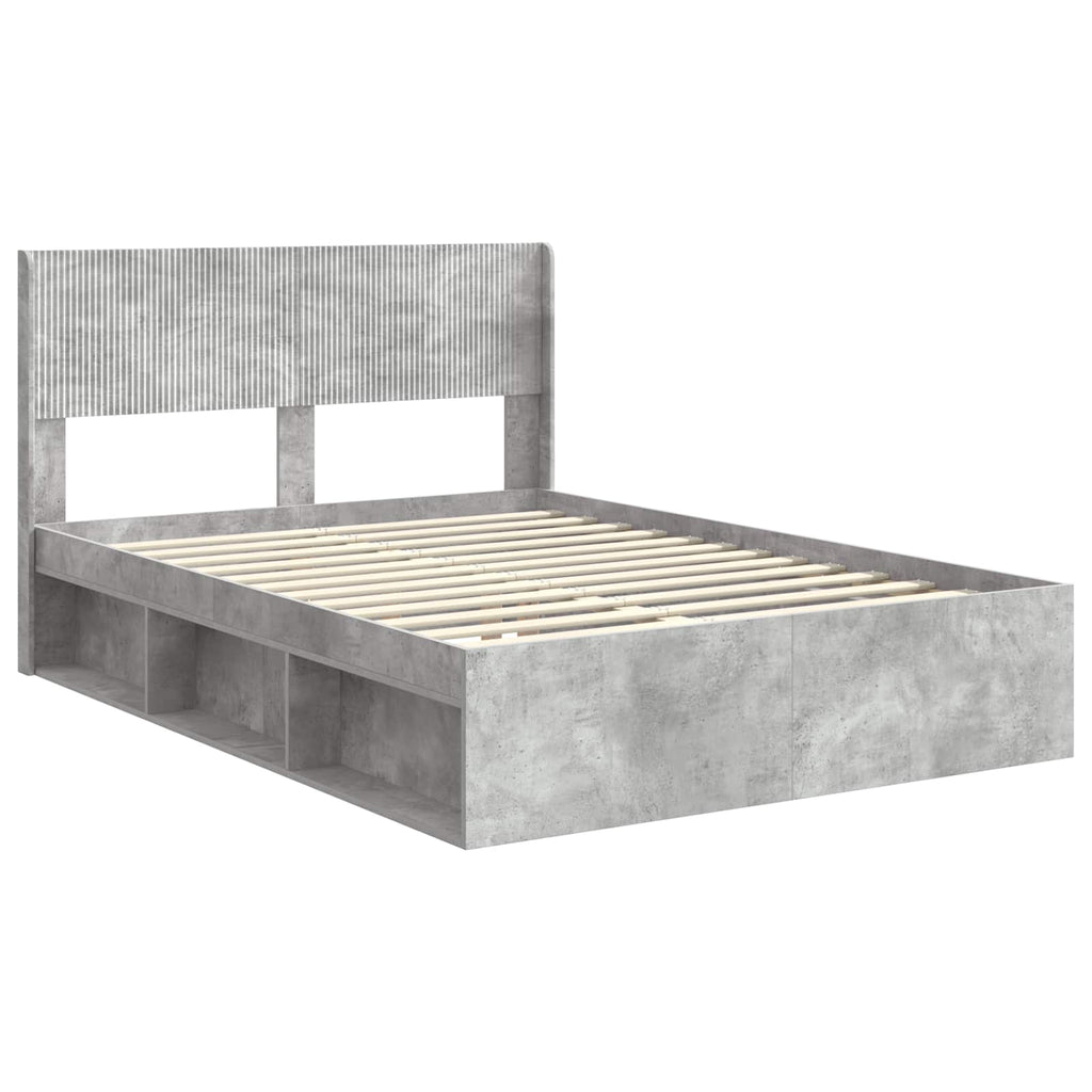 Bed Frame Storage Headboard Concrete Grey 135 X 190 Cm 193 cm