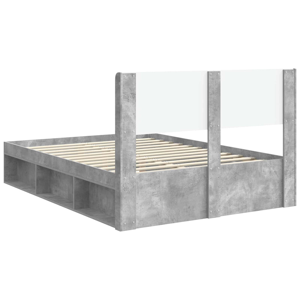Bed Frame Storage Headboard Concrete Grey 135 X 190 Cm 193 cm
