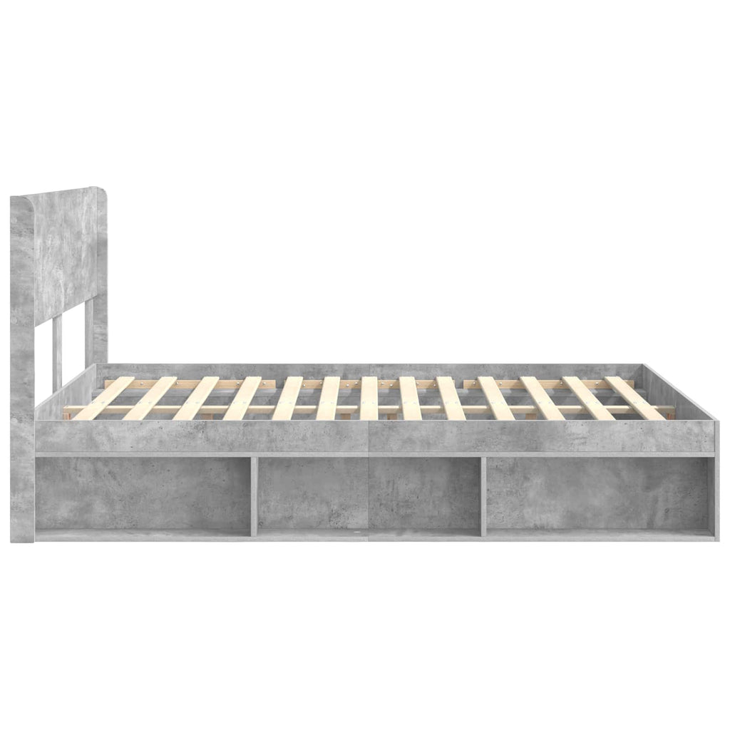 Bed Frame Storage Headboard Concrete Grey 135 X 190 Cm 193 cm