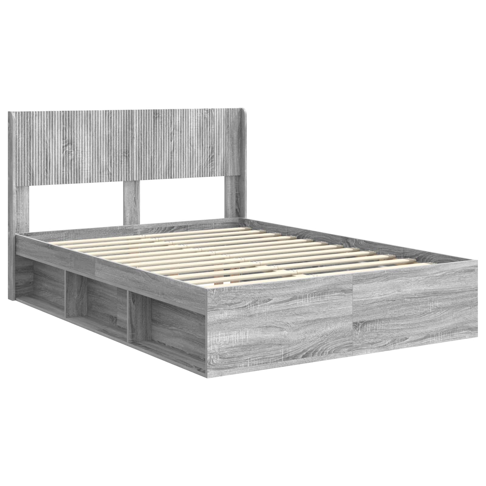 Bed Frame With Storage And Headboard Grey Sonoma 135 X 190 Cm