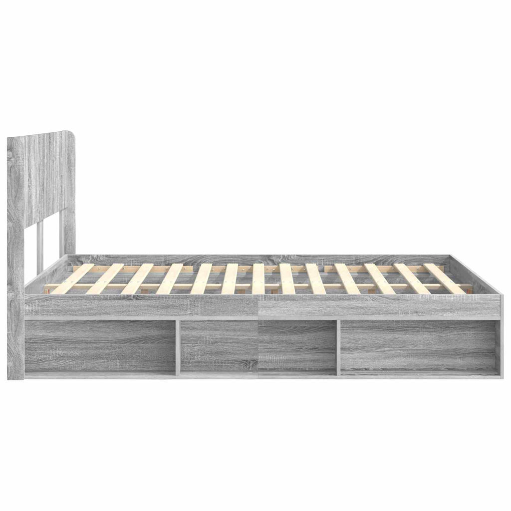 Bed Frame With Storage And Headboard Grey Sonoma 135 X 190 Cm