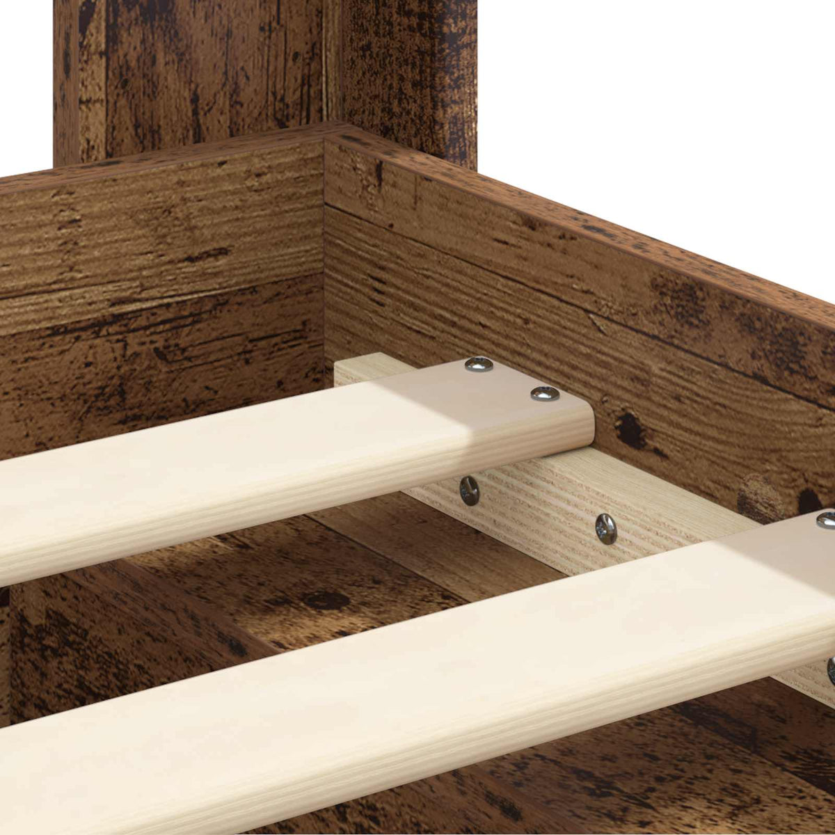 Bed Frame Storage Headboard Old Wood 135 X 190 Cm 193 cm