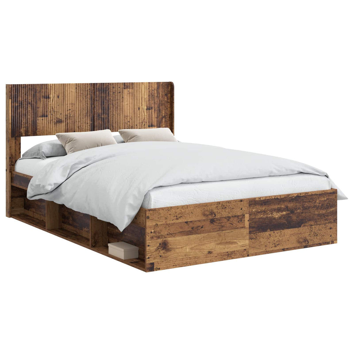 Bed Frame Storage Headboard Old Wood 135 X 190 Cm 193 cm