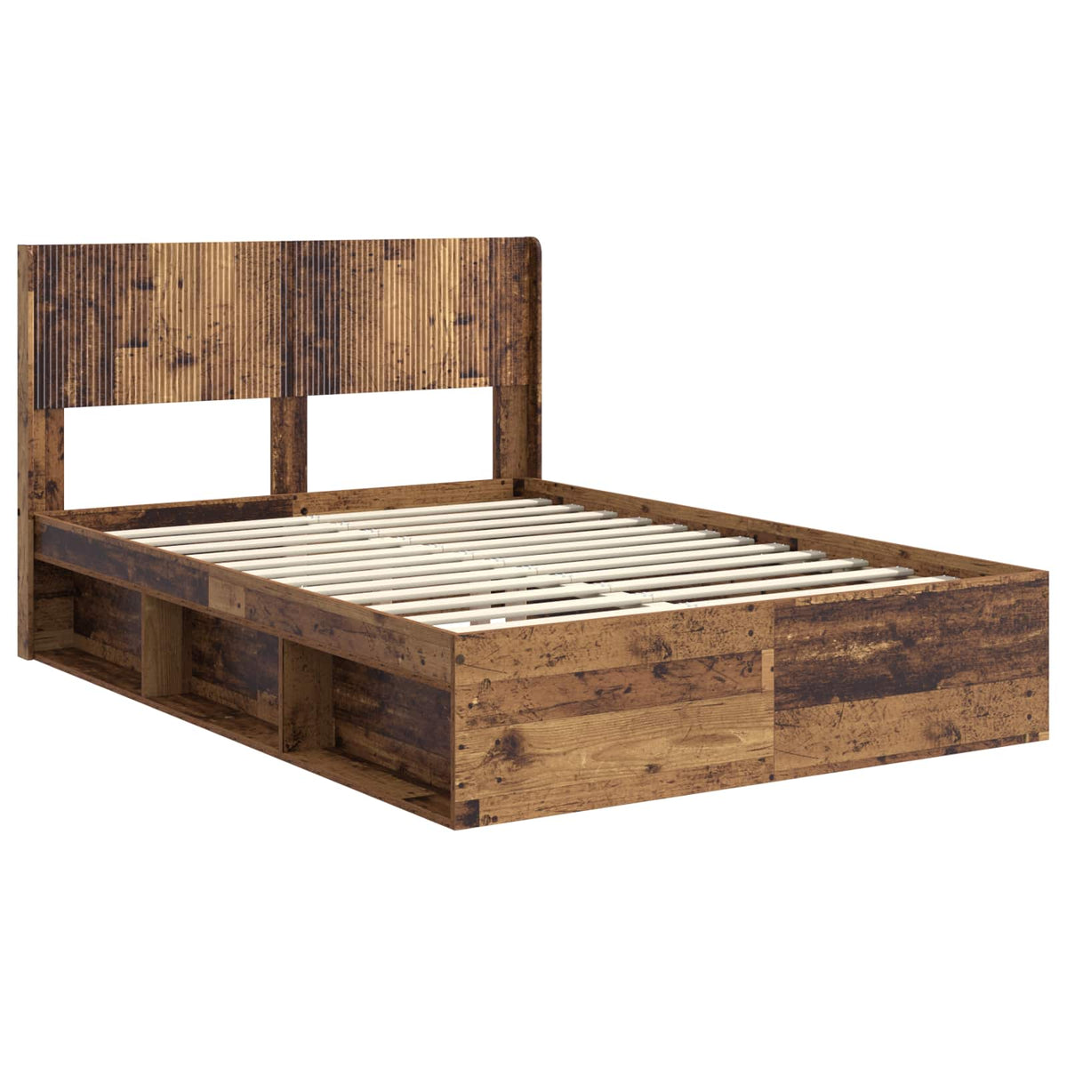 Bed Frame Storage Headboard Old Wood 135 X 190 Cm 193 cm