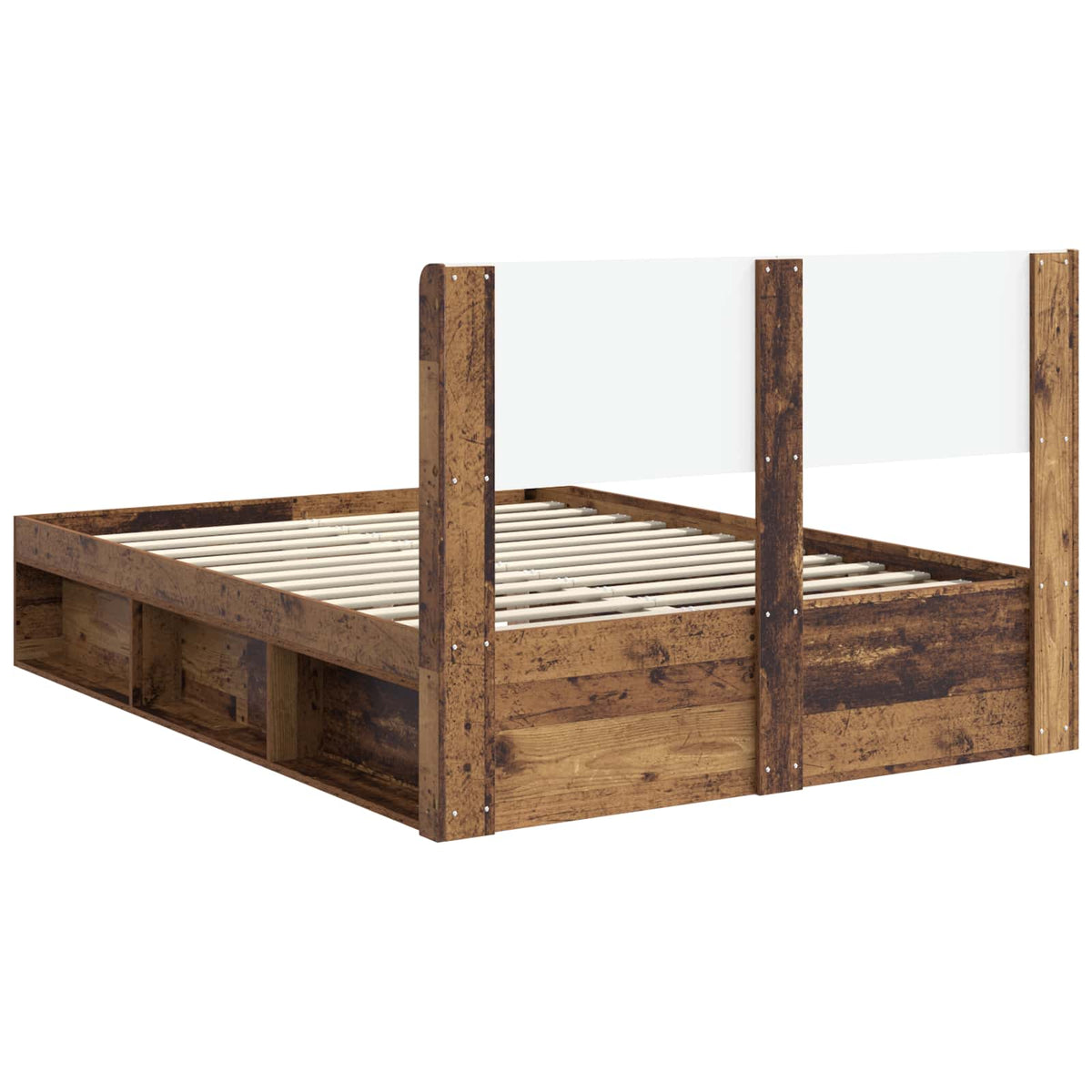 Bed Frame Storage Headboard Old Wood 135 X 190 Cm 193 cm