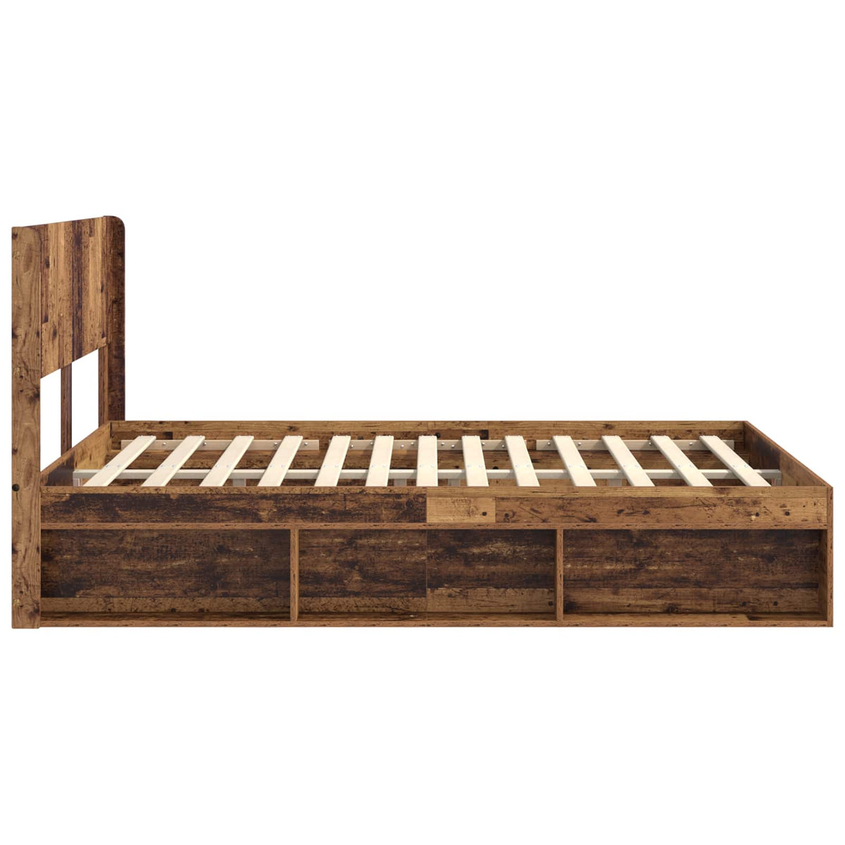 Bed Frame Storage Headboard Old Wood 135 X 190 Cm 193 cm