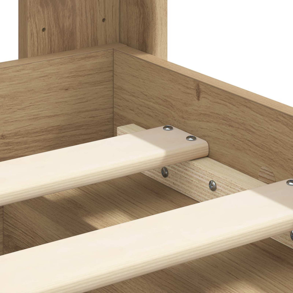 Bed Frame With Storage And Headboard Artisan Oak 135 X 190 Cm