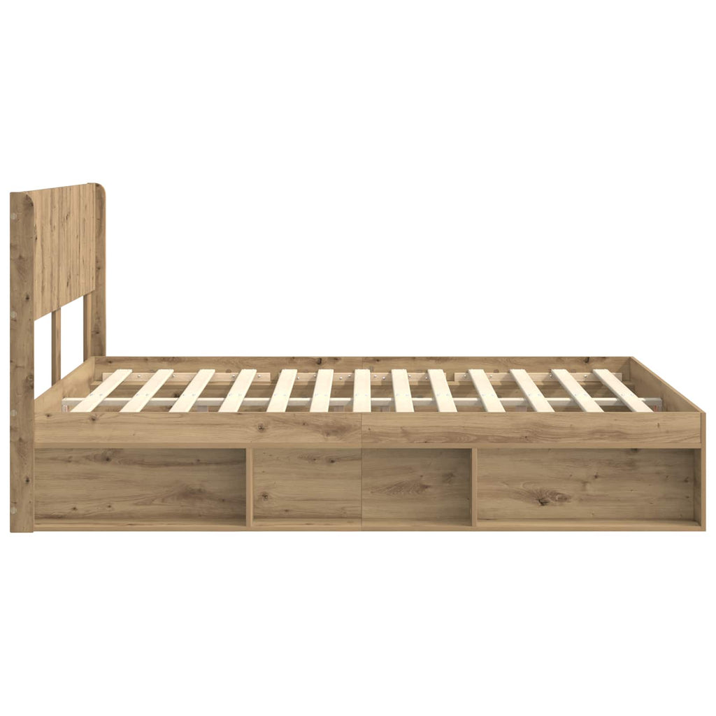 Bed Frame With Storage And Headboard Artisan Oak 135 X 190 Cm